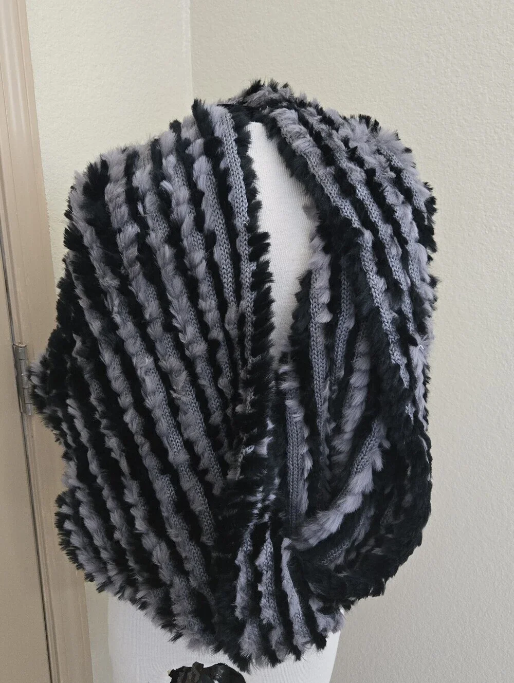 Vintage Older Label Elizabeth and James Rabbit Fur Infinity Scarf